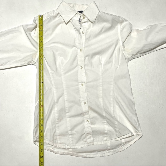 RE-5 100% Organic Cotton Woman White Long Sleeve Button Down Shirt Size M - Picture 9 of 12